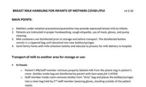 Breast Milk Handling - COVID-19